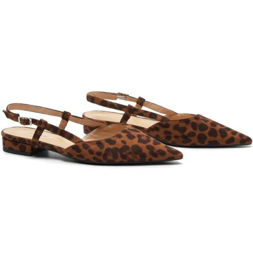 C. Paravano Sleek Prints Slingback Flats (Freya) in Leopard Size EU 38.5 (US 8) - Picture 2 of 5